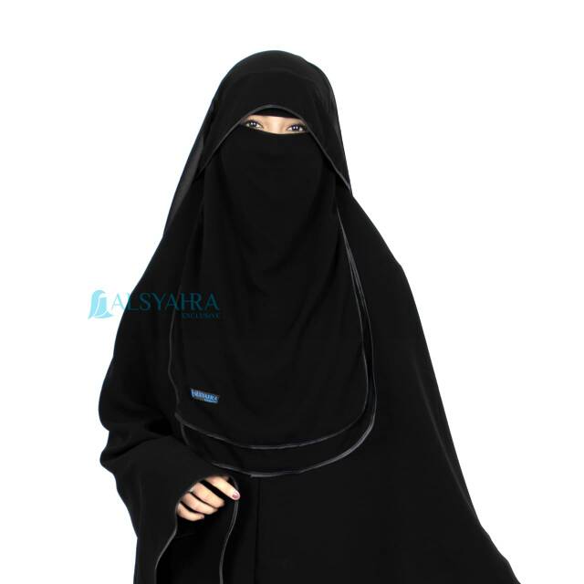 Niqab Butterfly Hijrah Sifon Silk Jetblack Alsyahra Exclusive