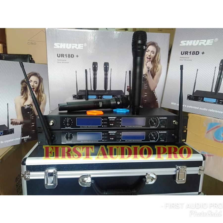 Mic Wireless Shure UR18D+ / UR18D FREE KOPER MULTI CHANNEL 4 antena