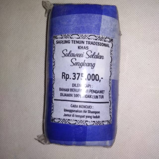 biru sarung tenun tradisional khas sulawesi selatan sengkang original
