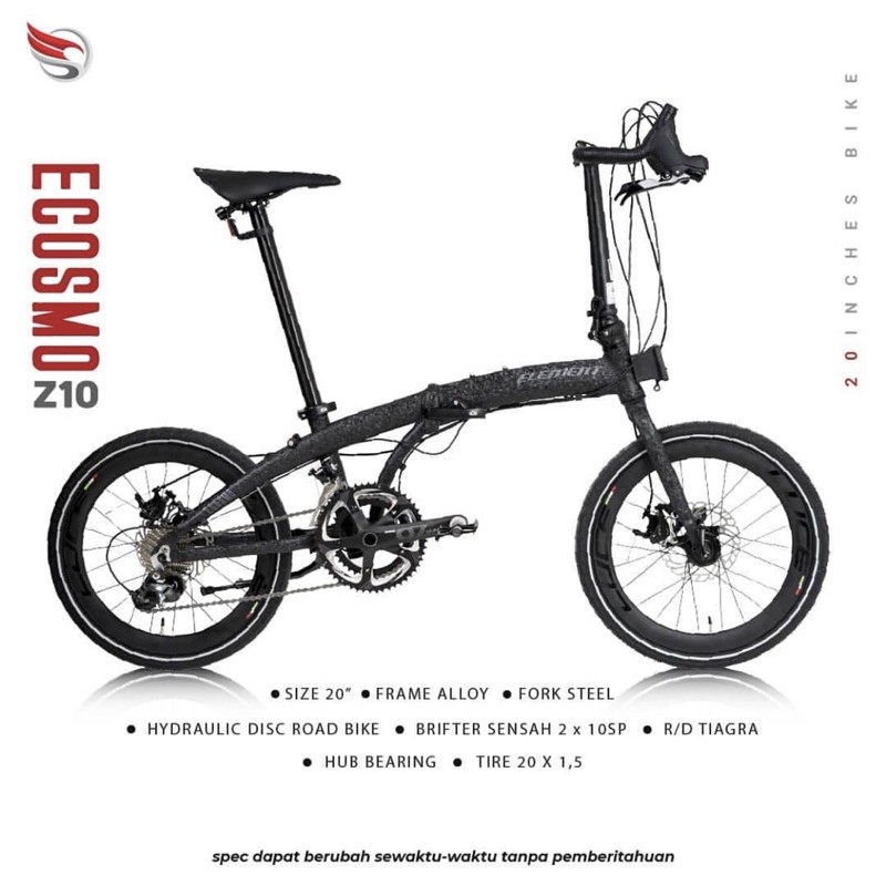 SEPEDA LIPAT FOLDING BIKE ELEMENT ECOSMO Z10 BLACK CORAL EDITION