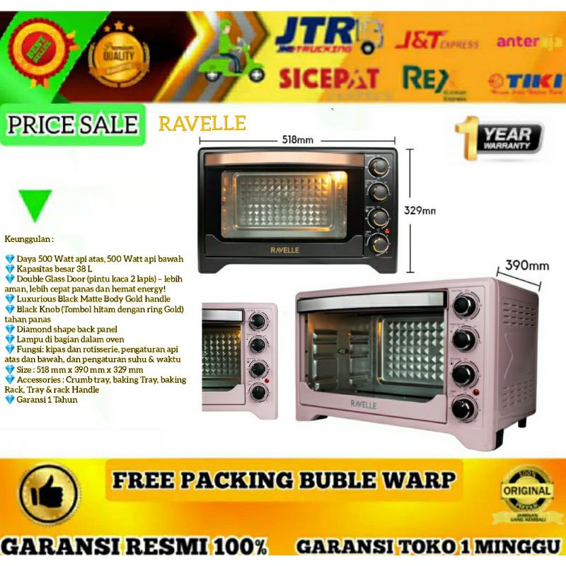 Oven Listrik Ravelle Low Watt Kapasitas Besar 38 Liter Daya Hanya 500 Watt