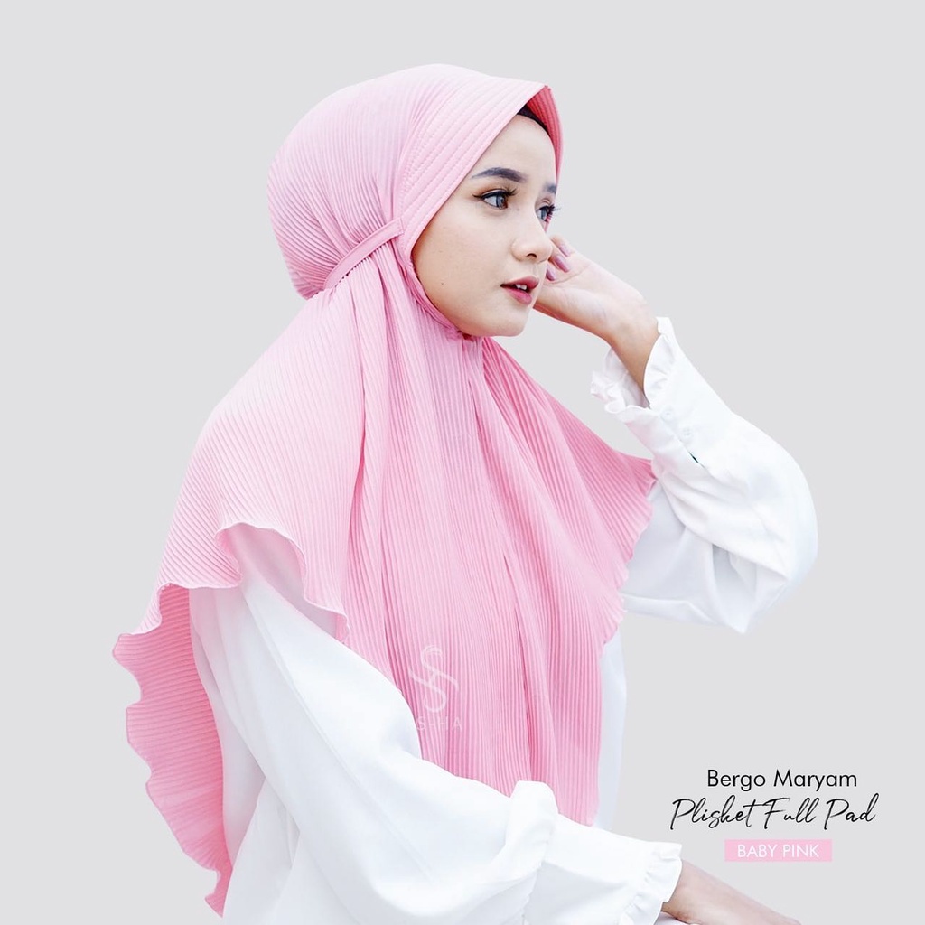 𝗖𝗮𝗿𝗲.𝗶𝗻 Bergo Instant Pet Plisket or Khimar Pet Plisket Instant Tali DIAMONDCREPE PREMIUM