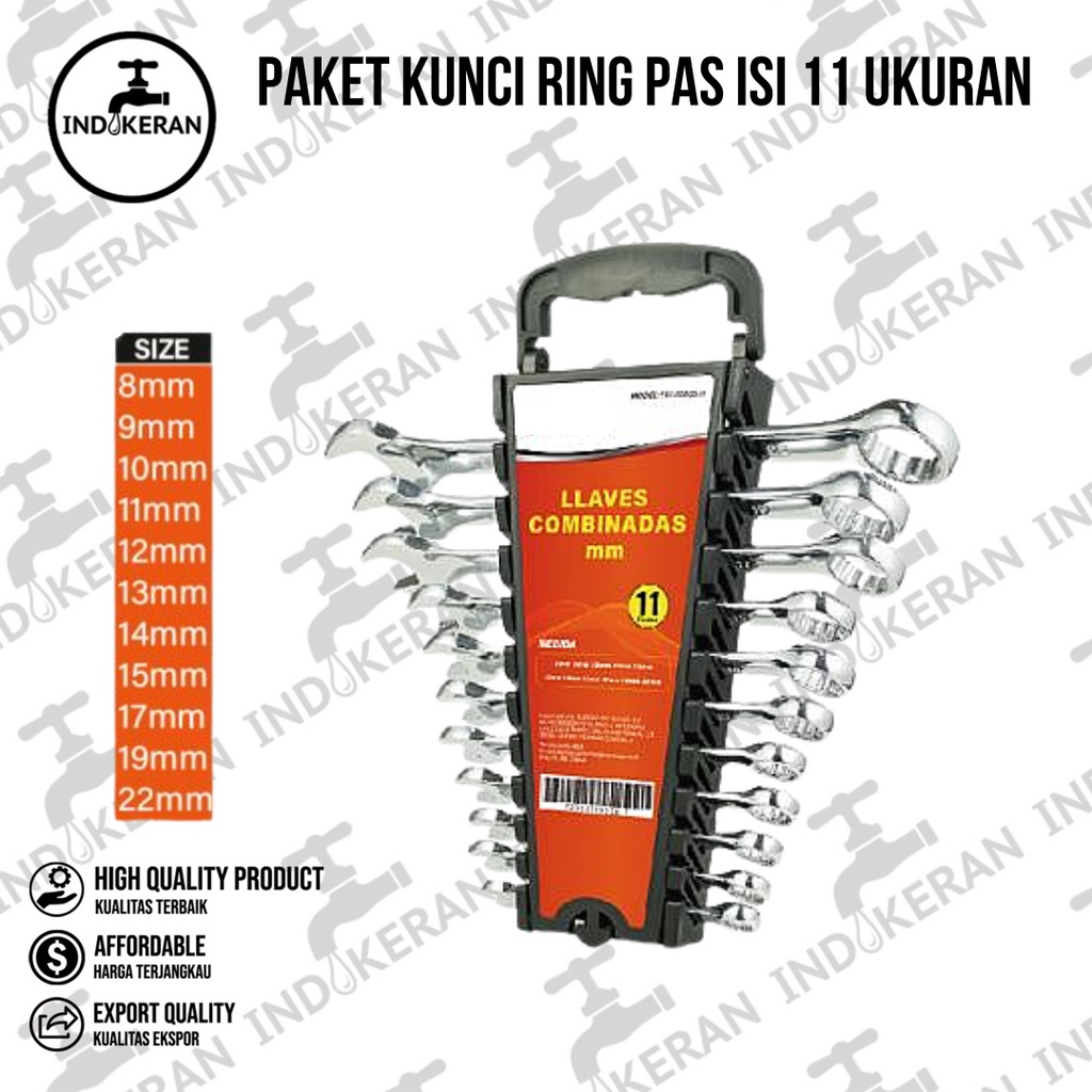 INDOKERAN - Paket Kunci Ring Pas Isi 11 Pcs