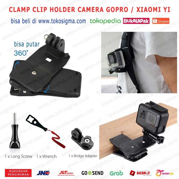 CLAMP KLIP JEPITAN CLIP ROTARY 360 HOLDER CAMERA GOPRO XIAOMI YI SJCAM