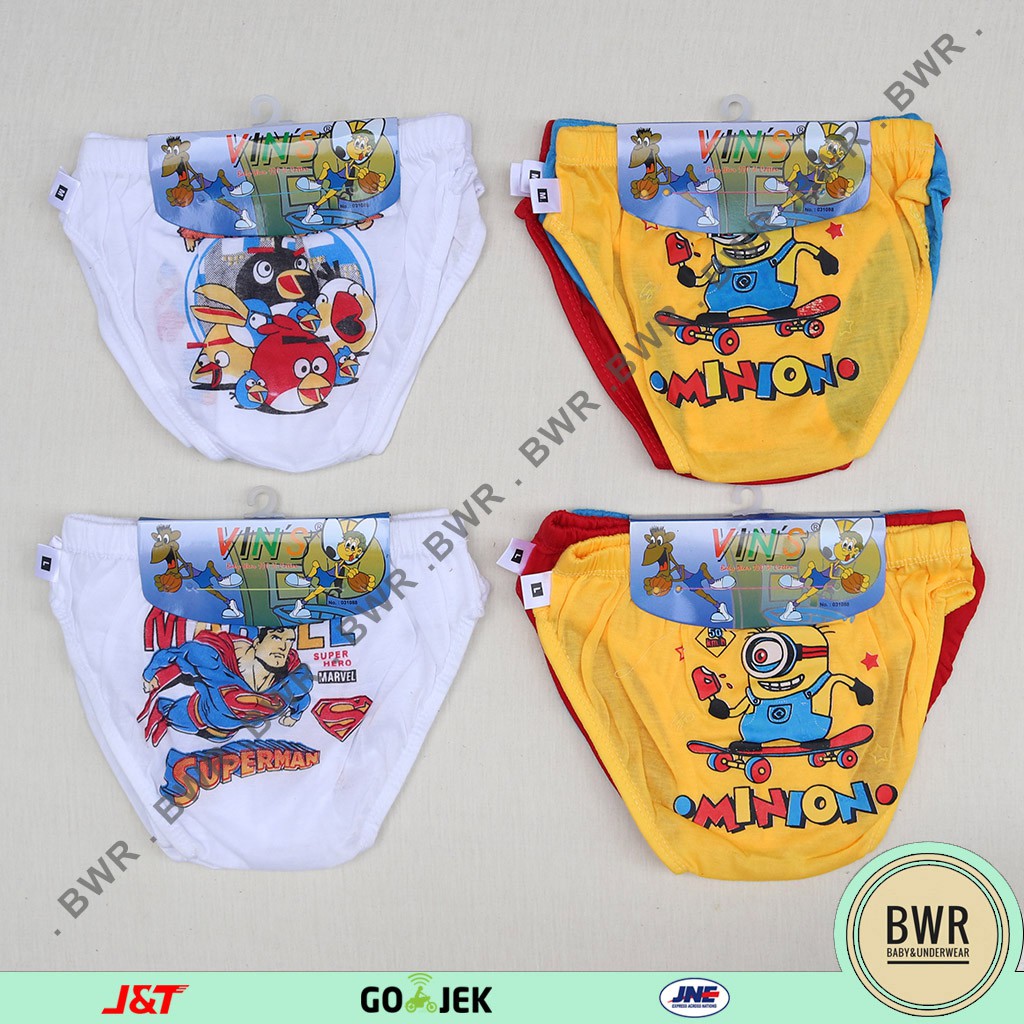 [3 pcs] CD ANAK VINS | celana dalam anak motif [III F3-H3] warna Vin's