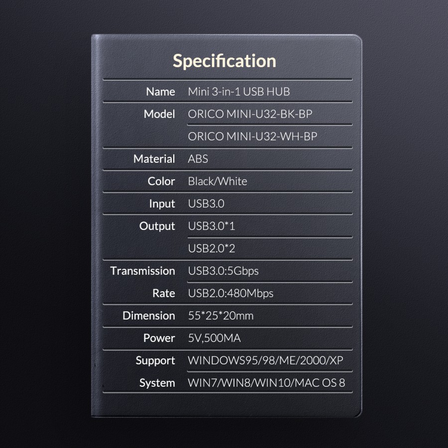 Usb 3.0 hub orico 3 port usb 3.0 2.0 3in1 Mini u32 - Terminal usb3.0 3 slot