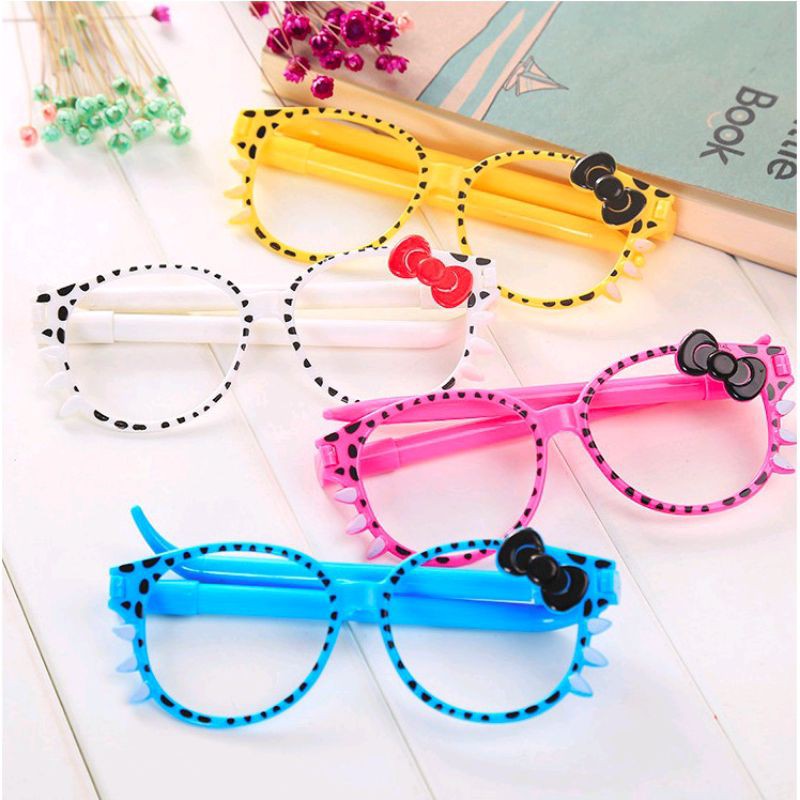 

Pulpen Kacamata Hello Kitty 2pcs pena di bagian gagang pulpen bentuk kacamata