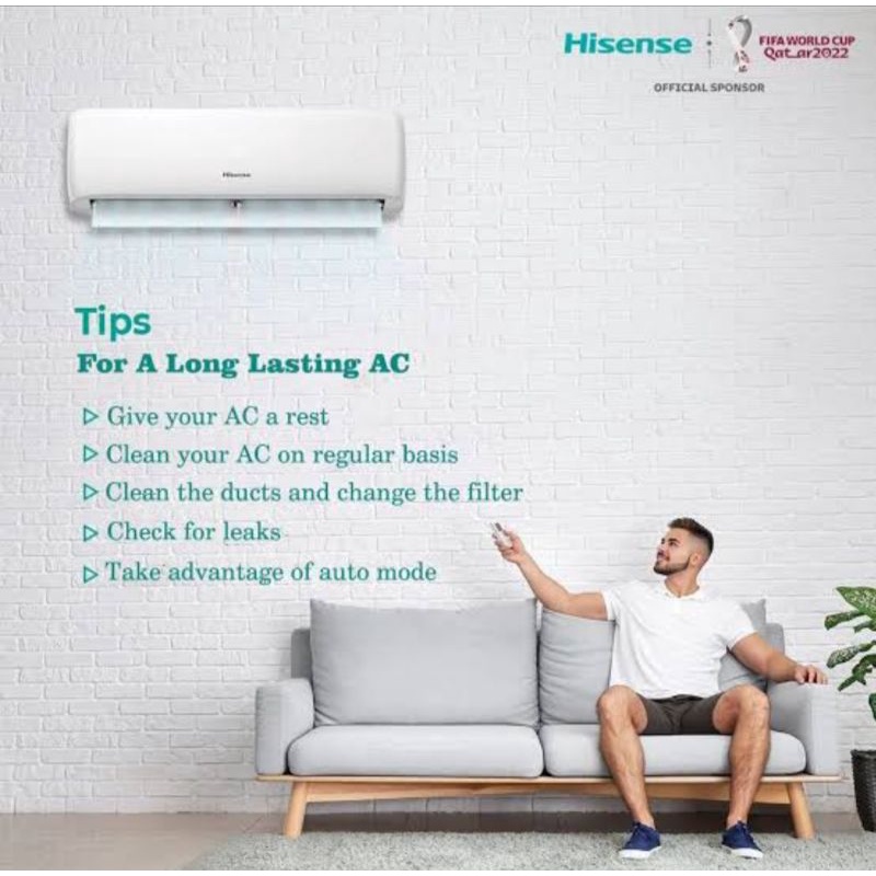 AC HISENSE 1/2 PK AN05CEG / AN05CDG  HEMAT ENERGI BLUE FIN LOW VOLTAGE + INSTALASI PEMASANGAN