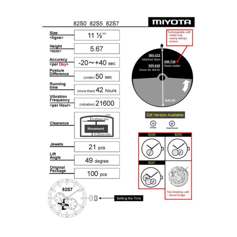 MYOTA 82D7 / 82S7 AUTOMATIC MOVEMENT