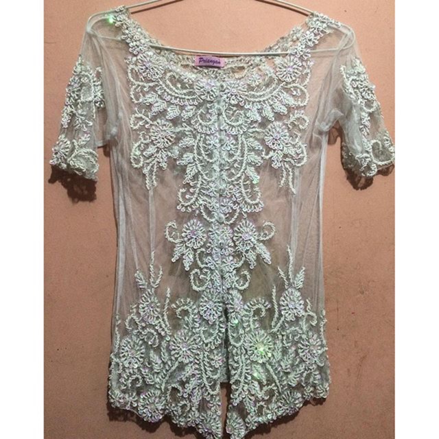 baju kebaya wedding nikah bagus brokat payet putih white baru