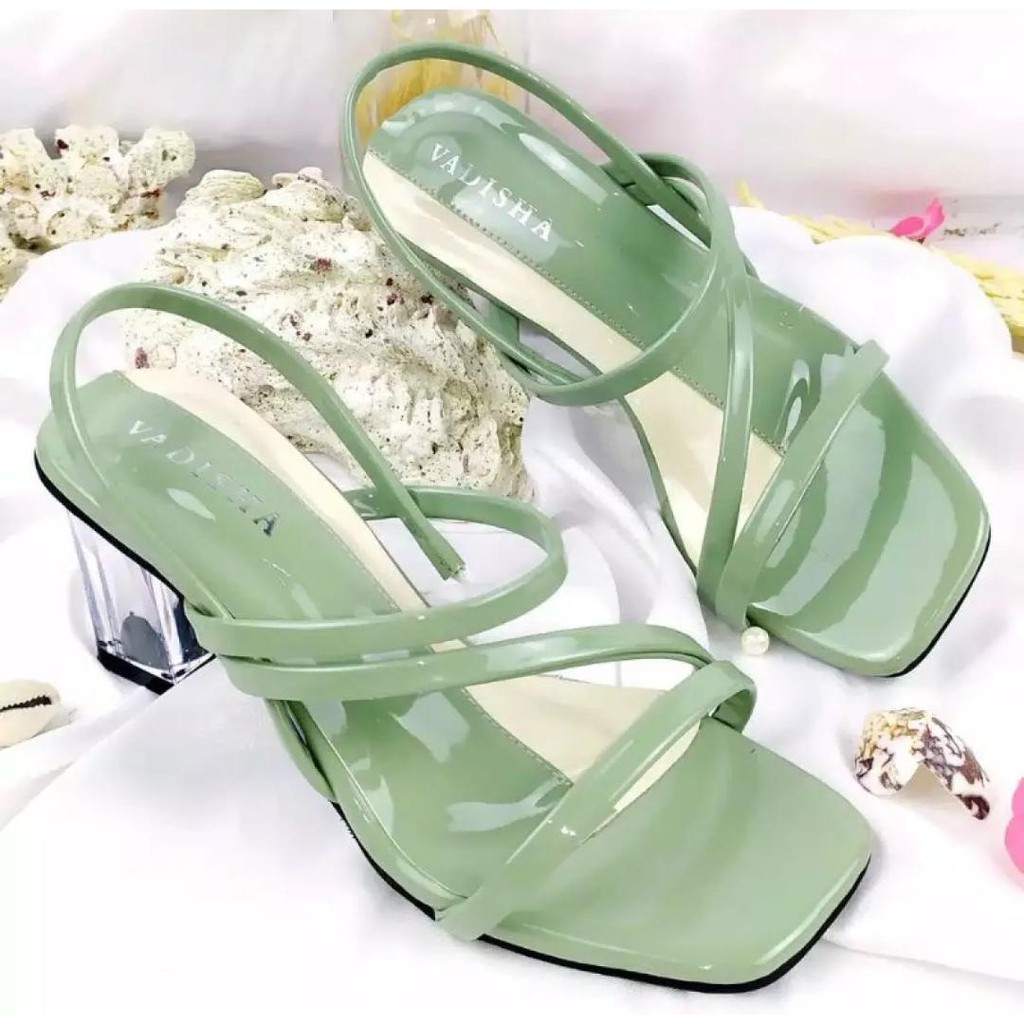 Tiranefa Promo Exlusive Sandal Heels Hak Kaca Wanita 5cm/ Tali Belakang TERBARU 2022/Sandal Pesta Wa