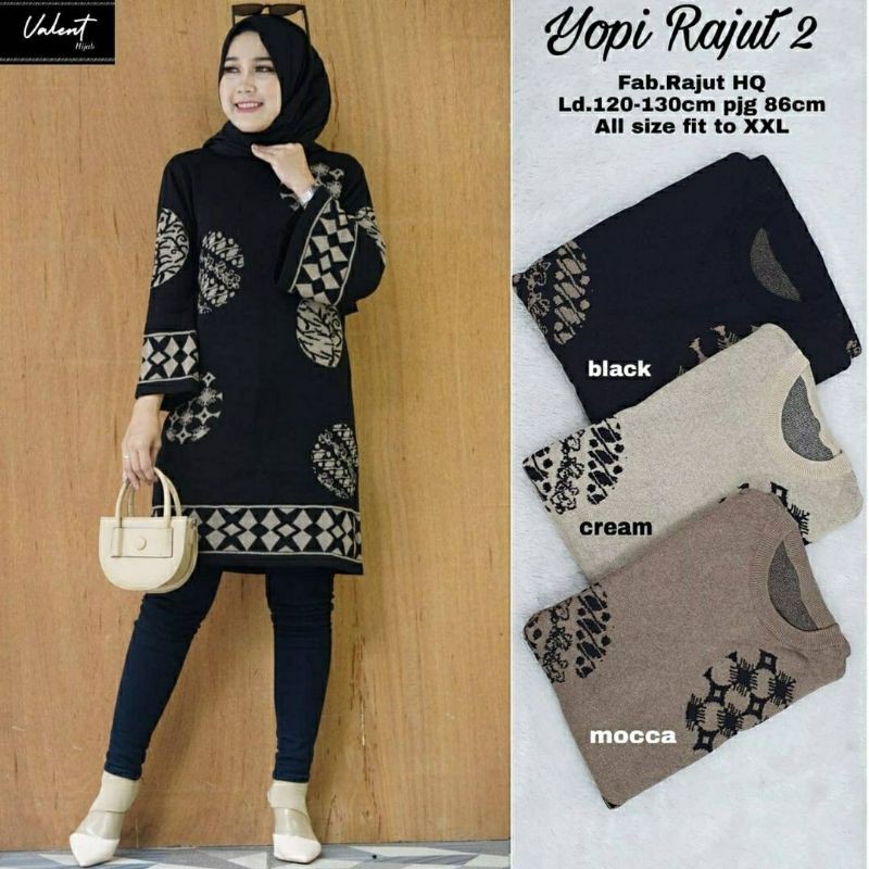Yopi Rajut #2 long tunik rajut jumbo long tunik rajut import long tunik muslim long tunik jumbo