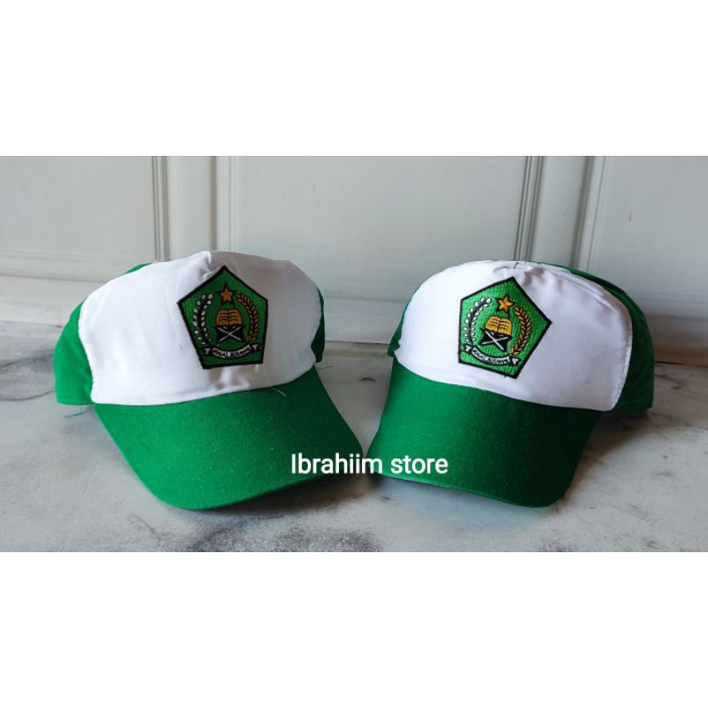 TOPI MI / TOPI ANAK SEKOLAH MI / TOPI PUTIH HIJAU