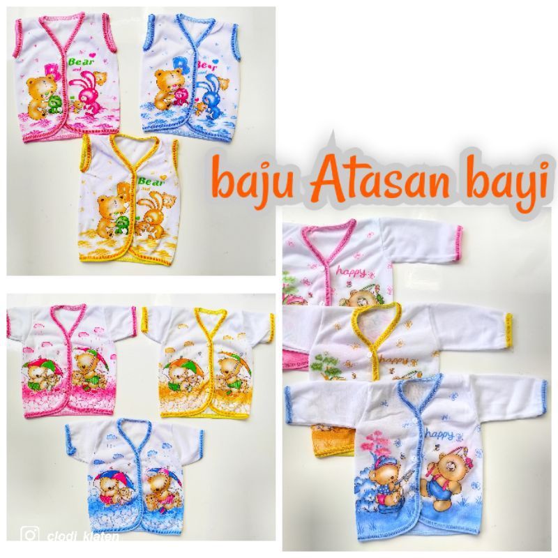 1 lusin baju bayi lengan panjang lengan pendek termurah | baju baby motif gambar bahan katun | baju atasan baby new born