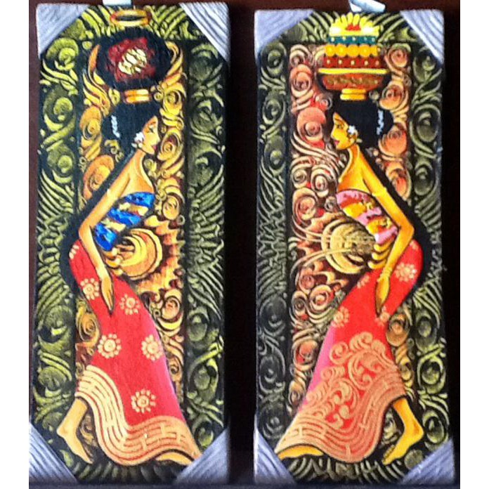 Best Seller] Lukisan Sriadi / Sriyadi 2 Gadis Bali Membawa Sesajen Di Kepala 2In1 C