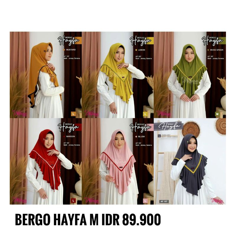 HIJAB ALFASA TERBARU, HIJAB INSTAN, JILBAB MURAH,  HIJAB MARYAM, BERGO HAYFA M BY ALFASA