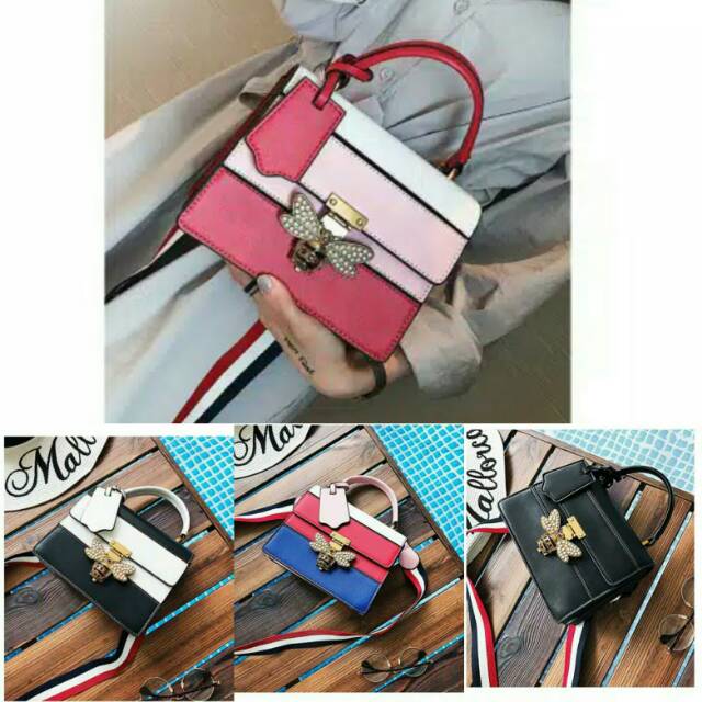 N88222 #NEW TAS SELEMPANG IMPORT TAS KUPU BUTTERFLY BLING-BLING