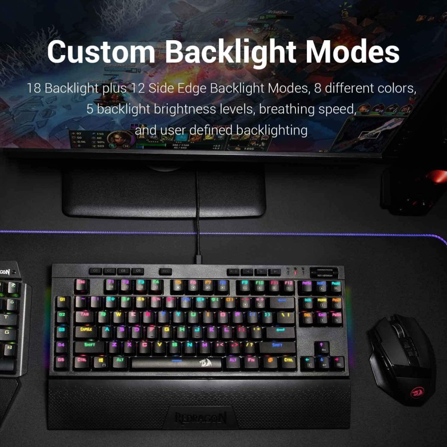 Keyboard Gaming Mechanical Redragon TKL RGB BROADSWORD K588