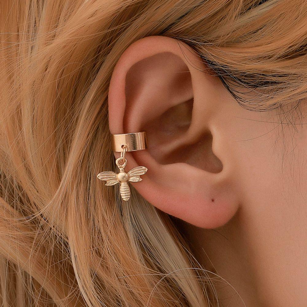 R-flower 1PC Non-piercing Anting Fashion Pesta Pernyataan Perhiasan Lebah Serangga Note Manset Bungkus