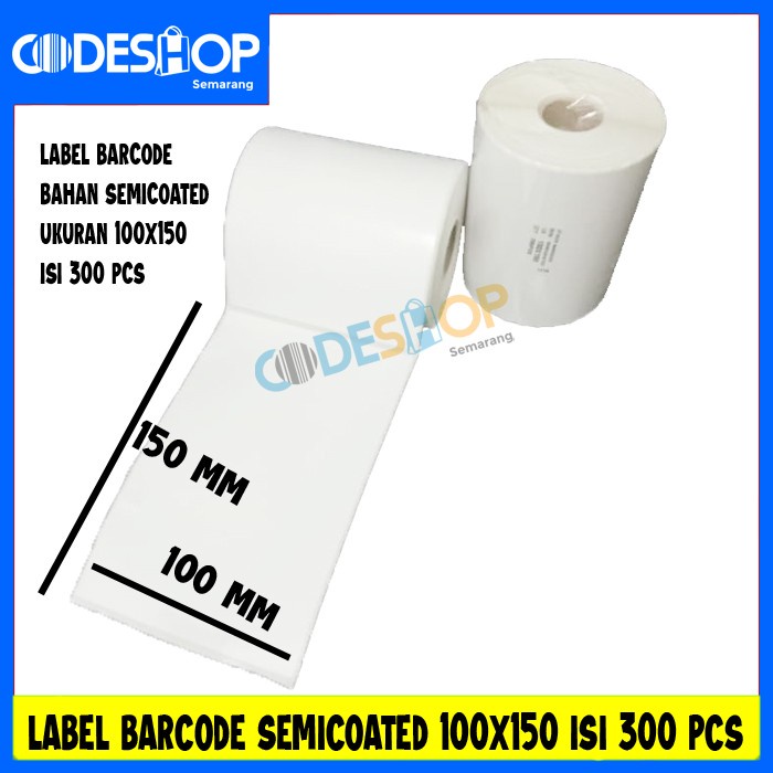 

Label Barcode Semicoated 100x150 mm Stiker Label 100x150 mm 300 pcs - Core 1 inch