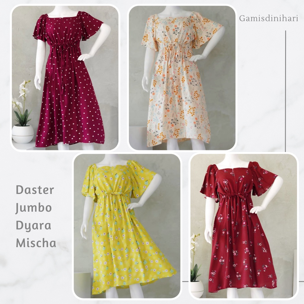 Daster seksi jumbo busui katun dyara mischa baju tidur wanita rayon motif bunga risleting lengan pen
