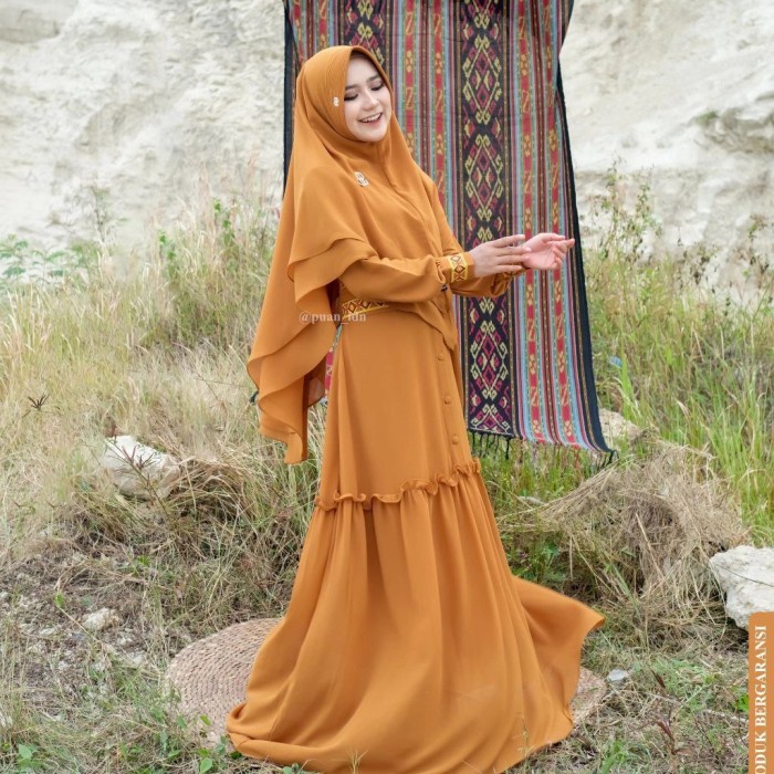 Puan Udan Mas Gamis Dress Set Khimar By Puan Terbaru