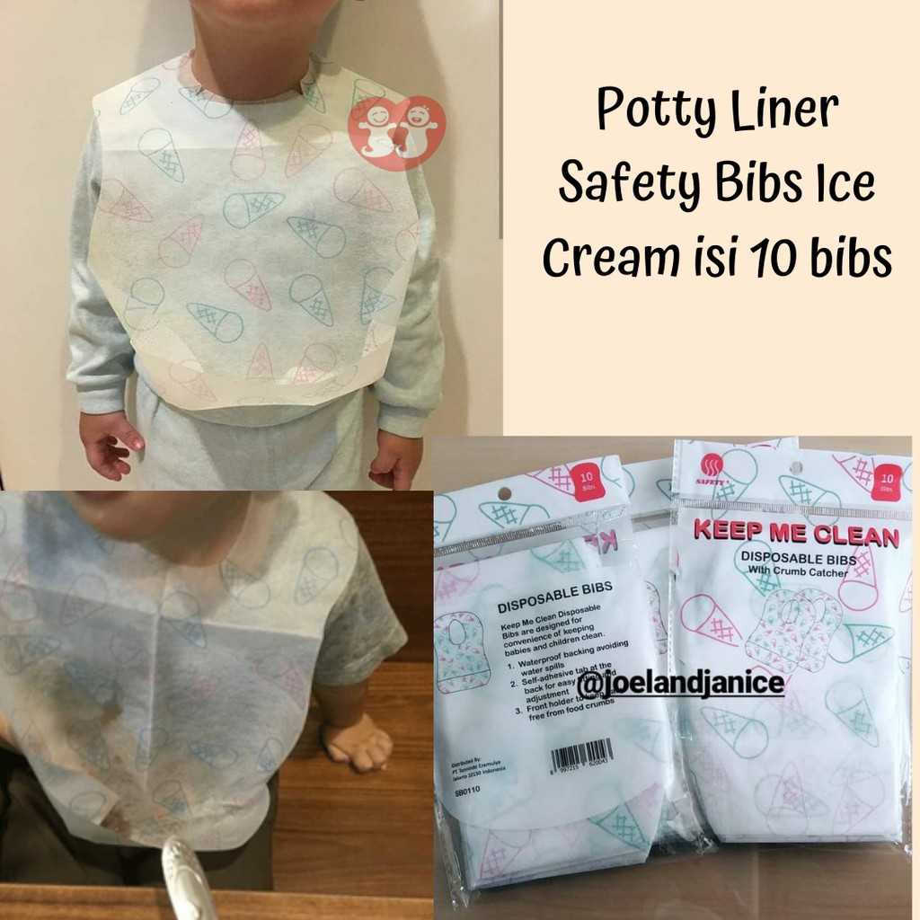 Potty Liner Safety Bibs Ice Cream isi 10 bibs