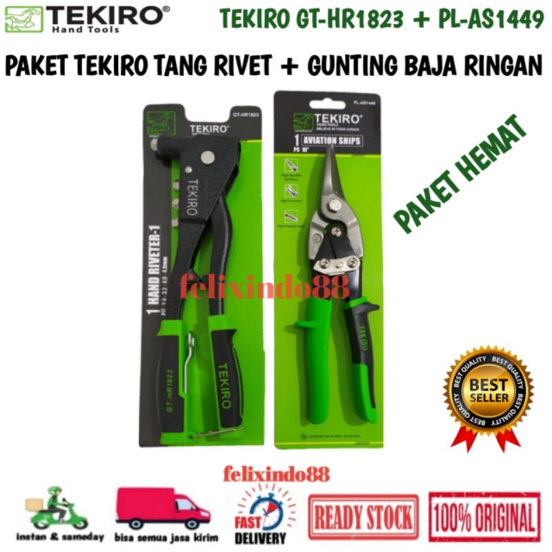 PAKET HEMAT 2 IN 1 TANG RIVET PLUS GUNTING BAJA RINGAN 10 INCH TEKIRO ORIGINAL