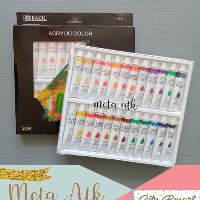 

PERALATAN MELUKIS CAT ACRYLIC / AKRILIK BAZIC ISI 24 WARNA ALAT LUKIS