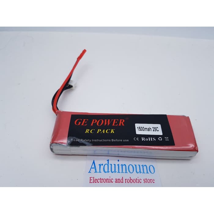 battery lipo GE Power 3s 11,1V 11.1V 1500mah 25C lithium baterai RC