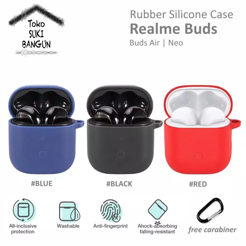 Casing Realme Buds Air / Buds Air Neo Case Silicone Cover + Carabiner