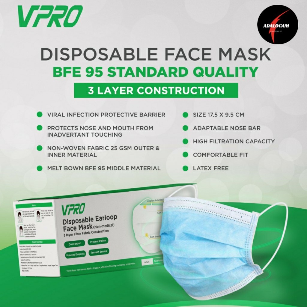 Masker 3 Ply 3ply Isi 50 pcs - Disposable Masker 3 Lapis - Anti Virus