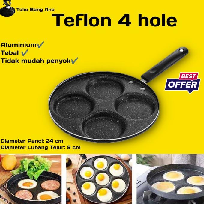 Teflon dorayaki |Teflon cetak telur|cetakan kue lumpur martabak mini - 4 hole