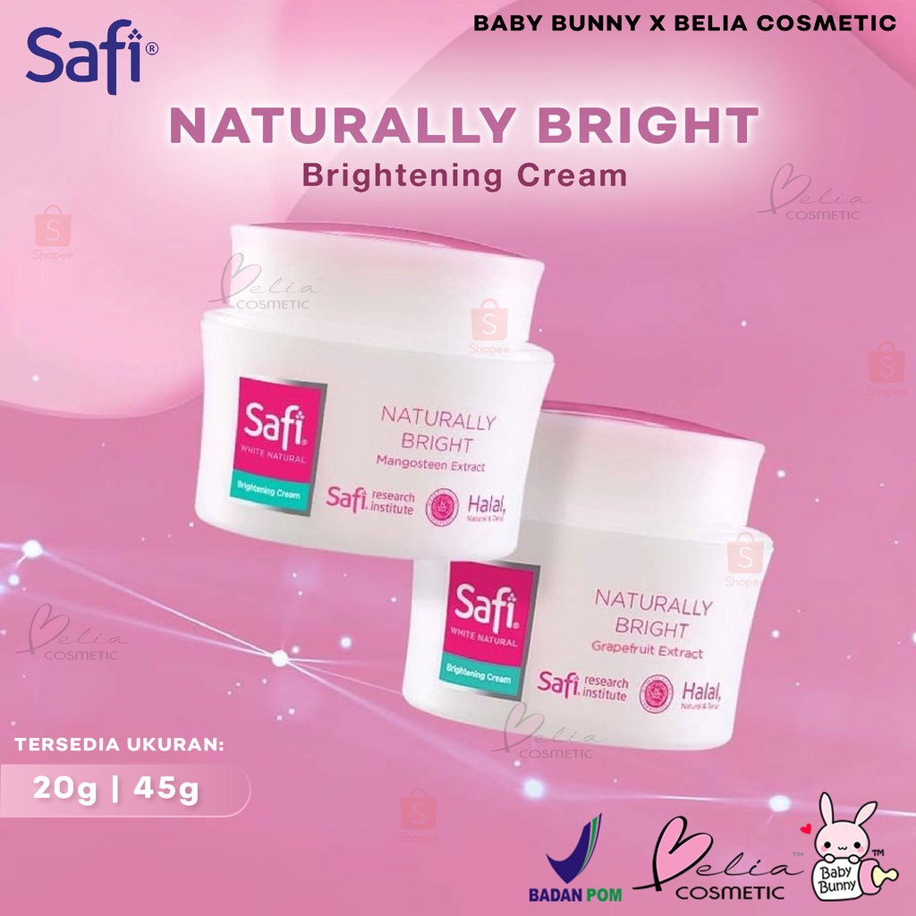 ❤ BELIA ❤ SAFI White Natural Brightening Cream Mangosteen / Grapefruit Extract kulit kering 20g 45g