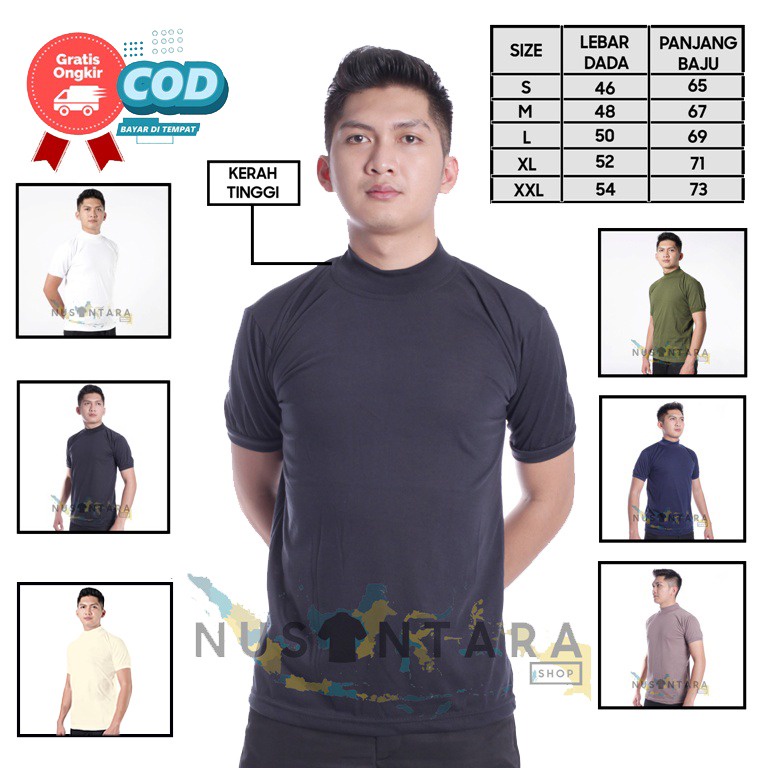 Kaos Polos Cream Coklat Hitam Army Putih Navy Kaos Polisi Kaos Security Kaos Satpam Kerah Tinggi Terbaru