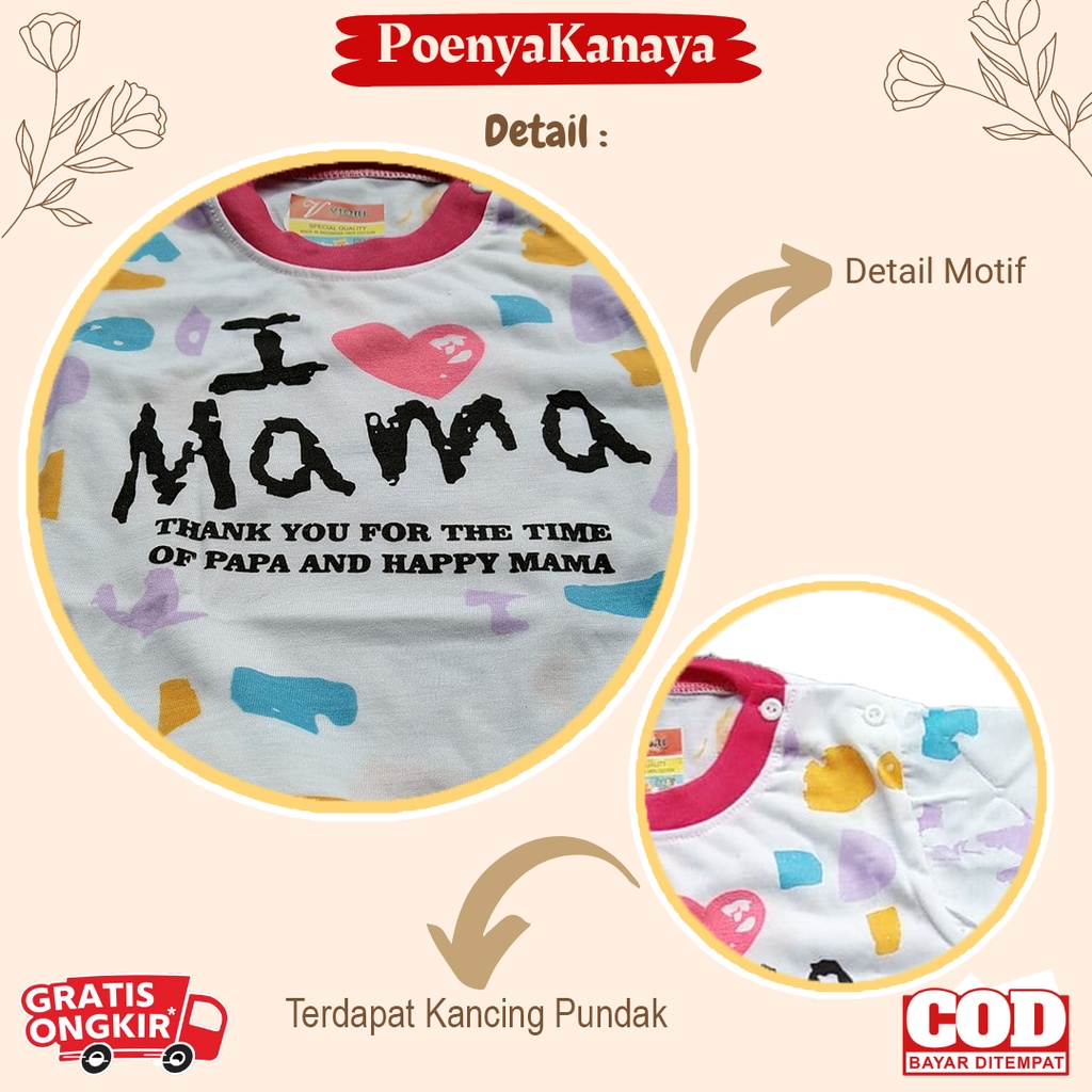 Setelan Baju Bayi Piyama Bayi Panjang OBLONG MAMA Viori 6-18 Bulan SPY87