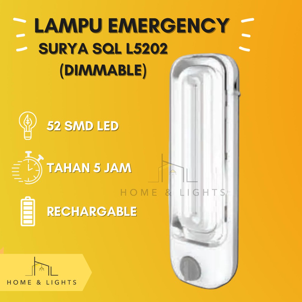 Lampu Emergency Surya SQL L5202 Emergency Lamp dengan Dimmer Rechargable