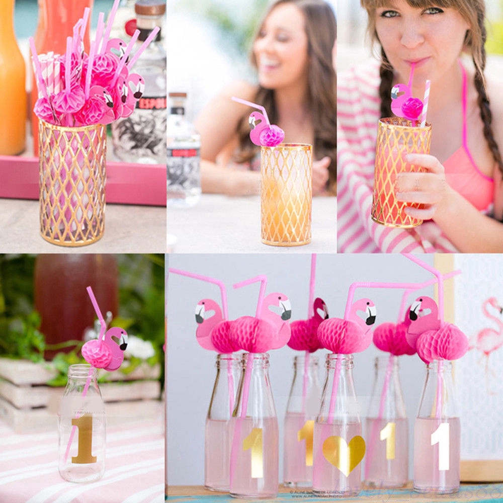 10/20/50 Pcs Flamingo Cocktail Sedotan Sedotan Pesta Pernikahan Ulang Tahun