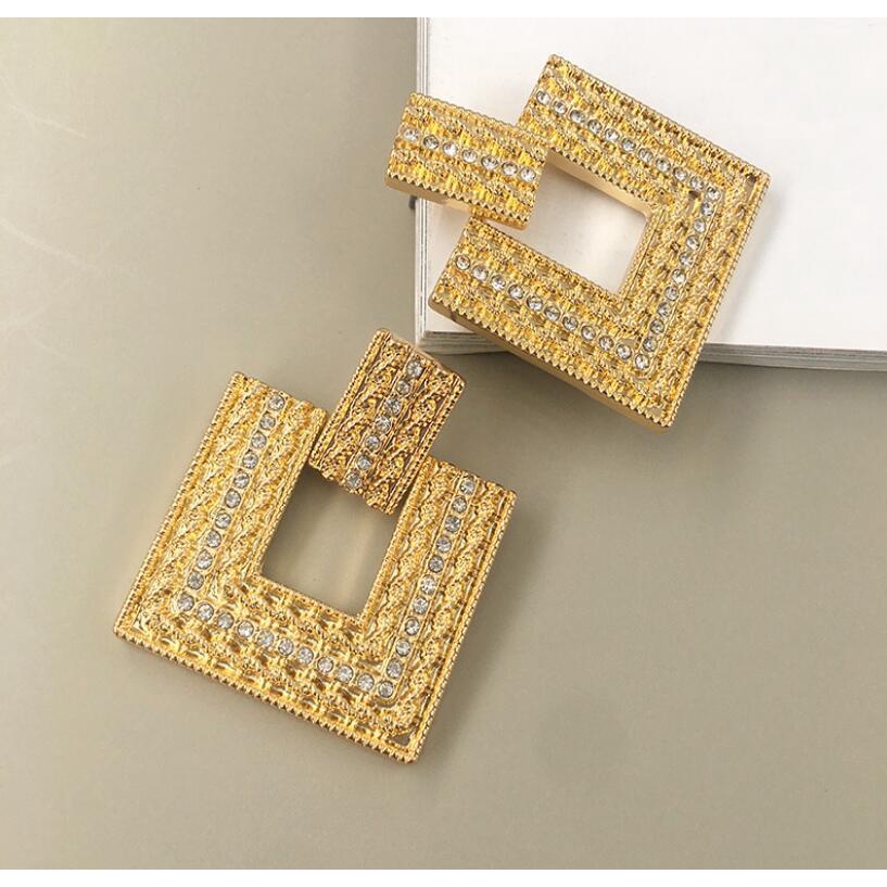 925 jarum perak Eropa dan Amerika desainer model geometris square diamond retro temperamen anting-an