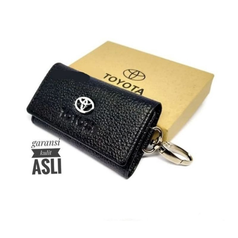 Dompet STNK Gantungan Kunci Include slot uang kertas Mobil Motor TOYOTA ( garansi 100% kulit asli)