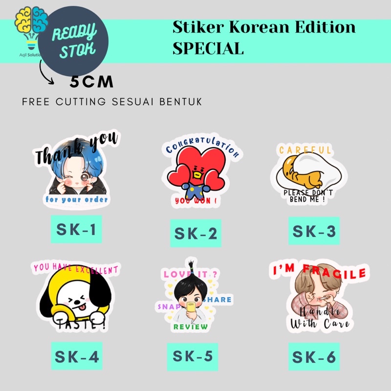 (10 pcs) Stiker Segel Korean style Stiker Perlengkapan Packing Dus Hampers Thankyou Open Me Bts BT21 By Aqilsolution