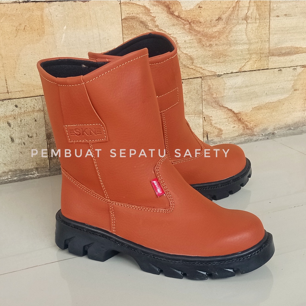 Sepatu Safety Boot Terbaru Murah Ujung Besi Kulit Sintesis