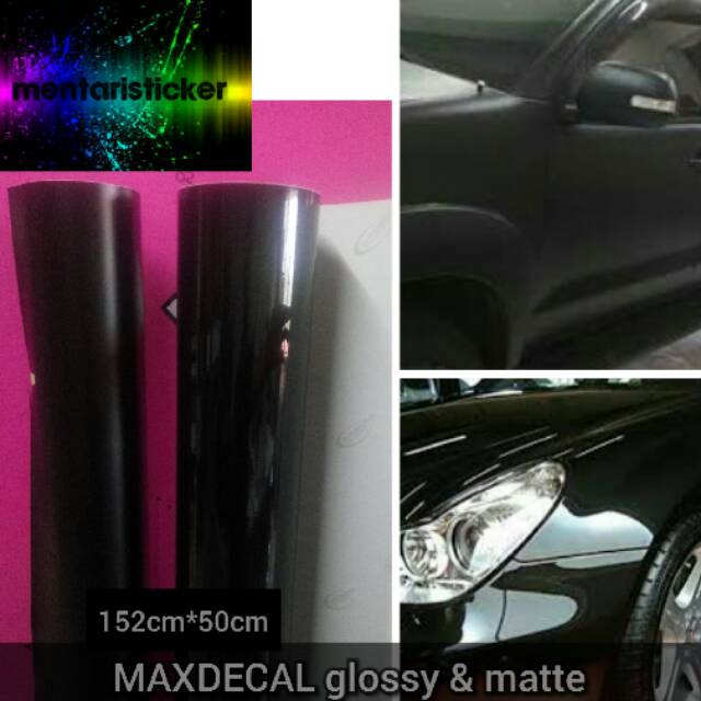 Stiker Vinyl Maxdecal Hitam Glossy dan Matte/Stiker Vinyl Wrapping  Mobil/Schotlet/Schotlite