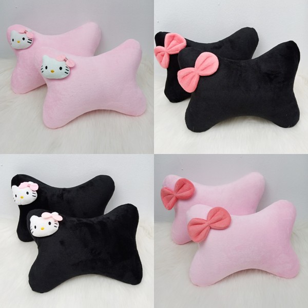 Sarung Cover Stir Setir Mobil Safetybelt Sabuk Bantal Headrest Full Set Hello Kitty HK n RIBBON