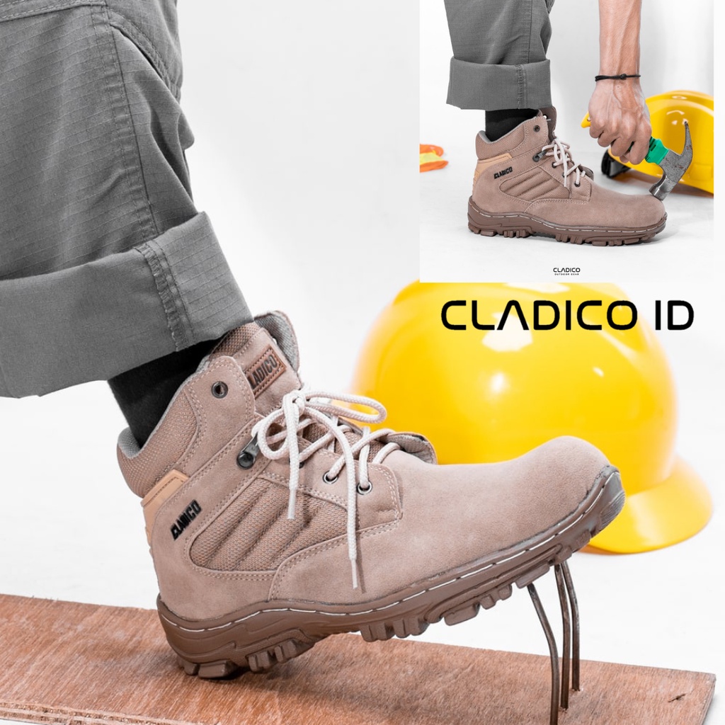 CLADICO Sepatu Safety Boots Pendek Arka Original Low Cut Dengan Zipper Resleting dan Tali  Sefty Shoes Kerja Lapangan Proyek Outdoor Berkendara