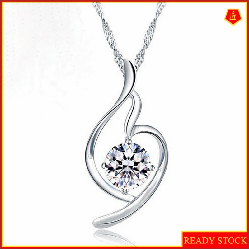 [Ready Stock]Fashion Silver Plated Diamond Simple Pendant Necklace