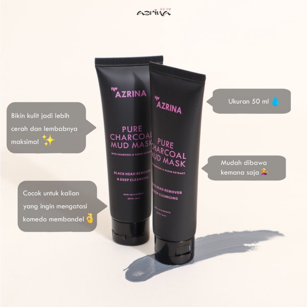 [ FREE GIFT ] Azrina Pure Charcoal Mud Mask - Masker Wajah 50ml