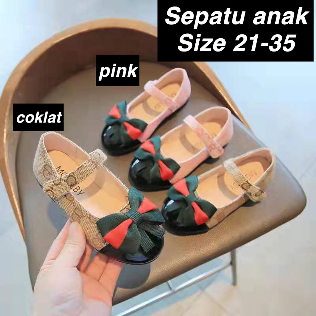 (LOLI-JKT) SP-969 SEPATU ANAK IMPORT PINK COKLAT MOTIF GD 21-35