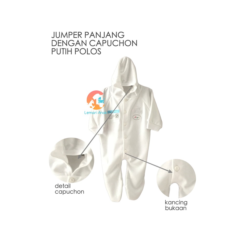 MIYO WHITE Baju  Kodok  Topi Tutup  Kaki  Jumper Panjang 