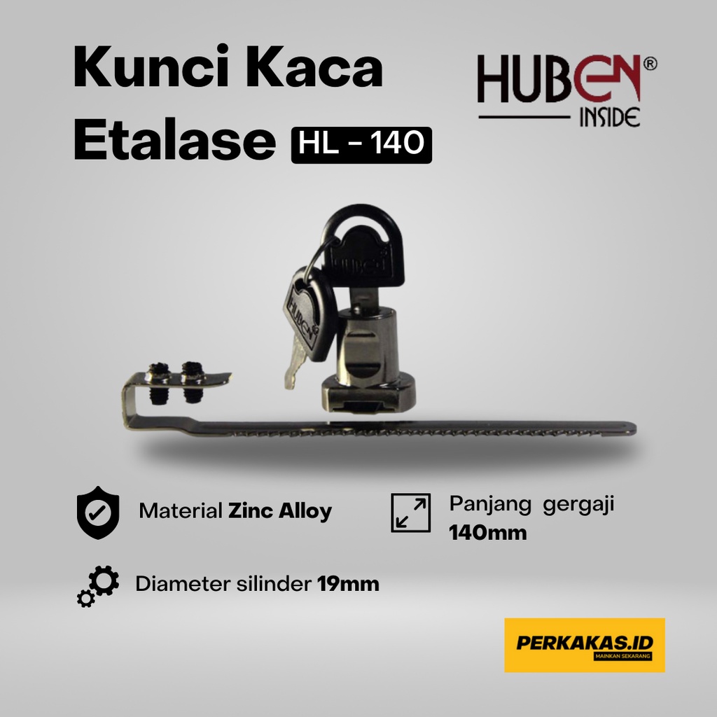 Kunci Kaca Etalase Gergaji Sliding HUBEN HL-140